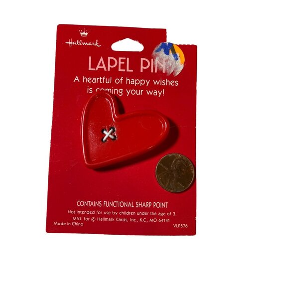 Hallmark Heartful of Happy wWshes heart pin RED HEART VALENTINE Lapel Pin - Picture 4 of 7